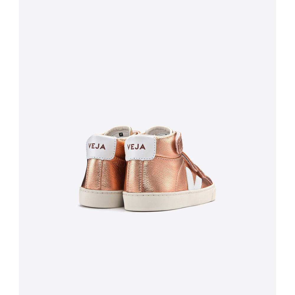 Gold Kids' Veja ESPLAR MID LEATHER High Tops | AU 681ILH